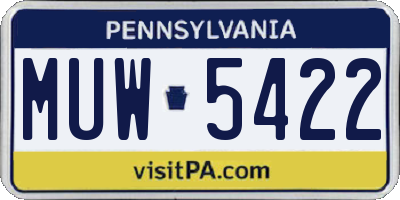 PA license plate MUW5422
