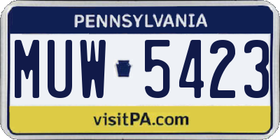 PA license plate MUW5423