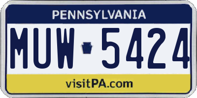 PA license plate MUW5424