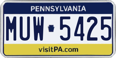PA license plate MUW5425