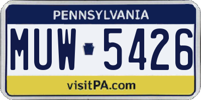 PA license plate MUW5426