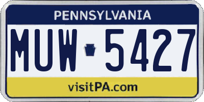 PA license plate MUW5427