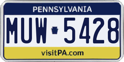PA license plate MUW5428