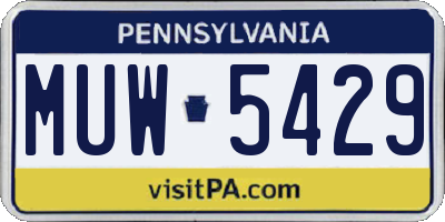 PA license plate MUW5429