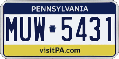 PA license plate MUW5431