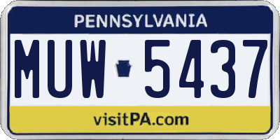 PA license plate MUW5437