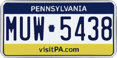 PA license plate MUW5438