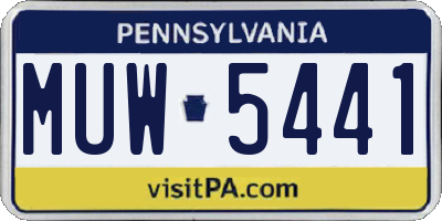 PA license plate MUW5441