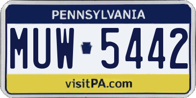 PA license plate MUW5442