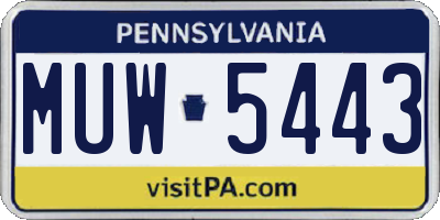 PA license plate MUW5443