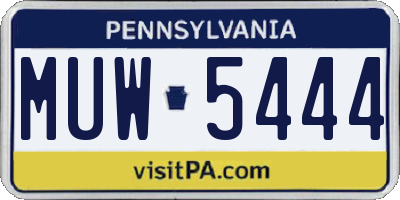 PA license plate MUW5444