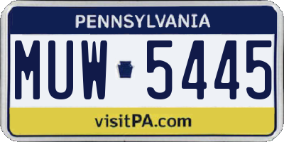 PA license plate MUW5445
