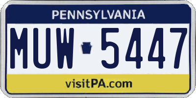 PA license plate MUW5447