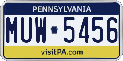 PA license plate MUW5456