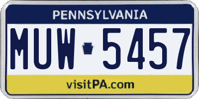 PA license plate MUW5457