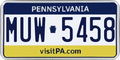 PA license plate MUW5458