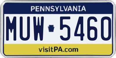 PA license plate MUW5460