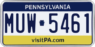 PA license plate MUW5461