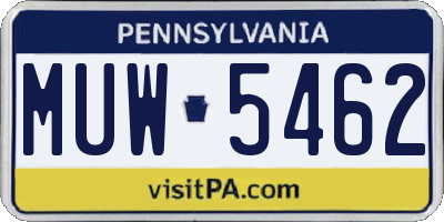 PA license plate MUW5462