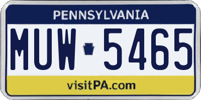 PA license plate MUW5465