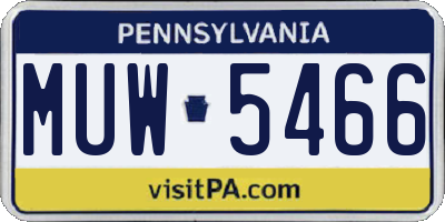 PA license plate MUW5466