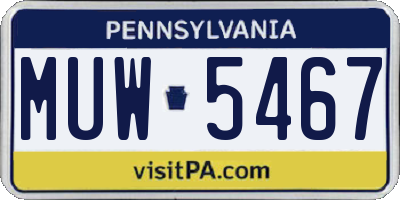 PA license plate MUW5467