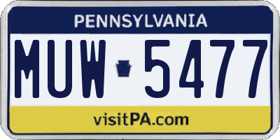 PA license plate MUW5477
