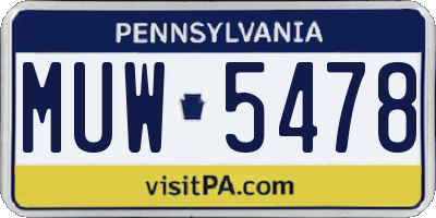 PA license plate MUW5478