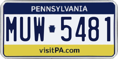 PA license plate MUW5481