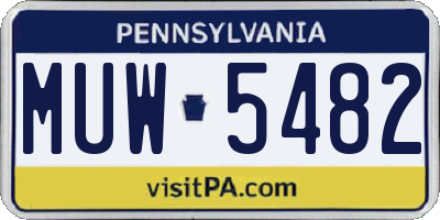 PA license plate MUW5482