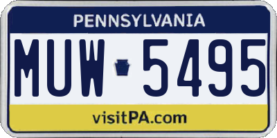 PA license plate MUW5495