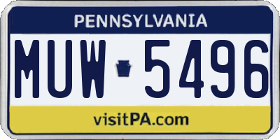 PA license plate MUW5496