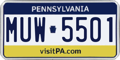 PA license plate MUW5501