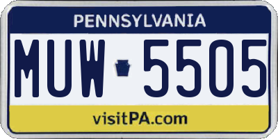 PA license plate MUW5505