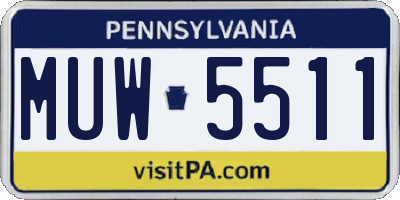 PA license plate MUW5511