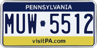 PA license plate MUW5512