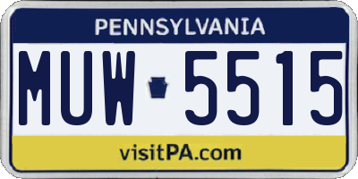 PA license plate MUW5515