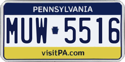 PA license plate MUW5516