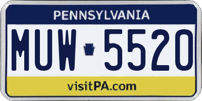 PA license plate MUW5520