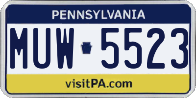 PA license plate MUW5523
