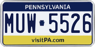 PA license plate MUW5526