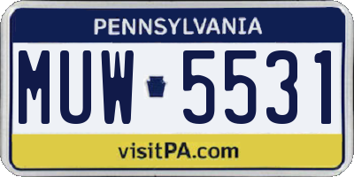 PA license plate MUW5531