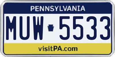 PA license plate MUW5533