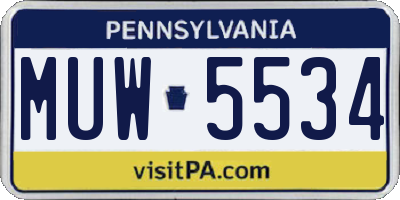 PA license plate MUW5534