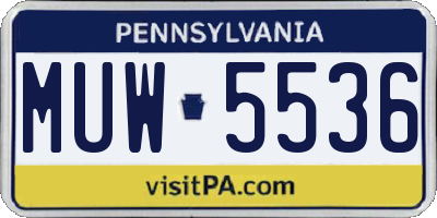 PA license plate MUW5536