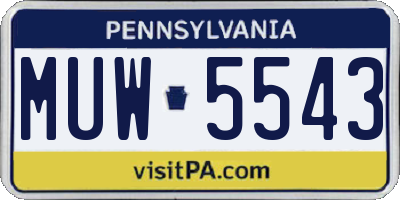 PA license plate MUW5543
