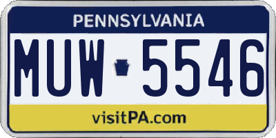 PA license plate MUW5546