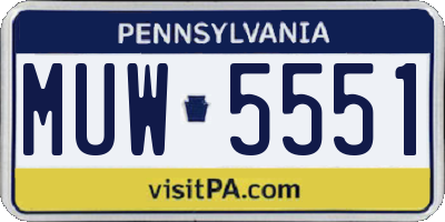 PA license plate MUW5551