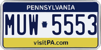 PA license plate MUW5553