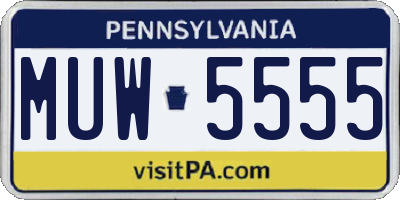 PA license plate MUW5555